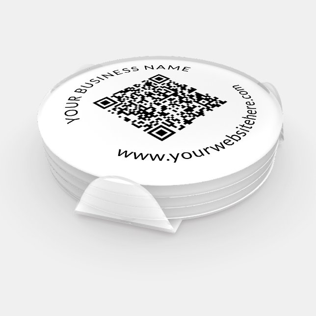 Uploaded QR code Template with Editable Text Coaster Set (Set)