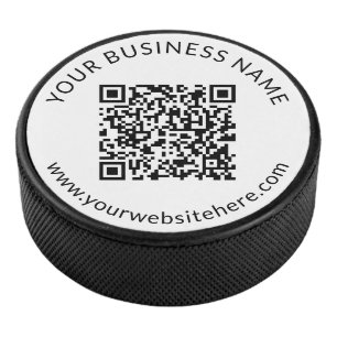 Uploaded QR code Template with Editable Text Hockey Puck
