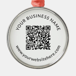 Uploaded QR code Template with Editable Text Metal Ornament