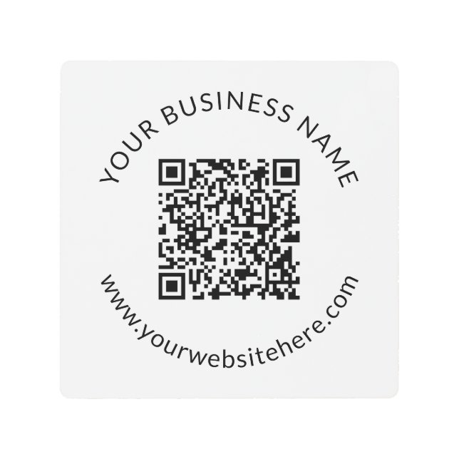 Uploaded QR code Template with Editable Text Metal Print (Front)