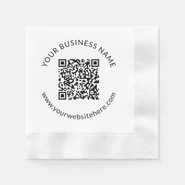Uploaded QR code Template with Editable Text Napkins (Front)