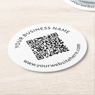 Uploaded QR code Template with Editable Text Round Paper Coaster