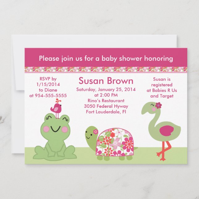 Upon a Pond/Turtle/Girl  Baby Shower Invitation (Front)