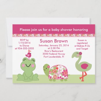 Upon A Pond/turtle/girl  Baby Shower Invitation by Personalizedbydiane at Zazzle