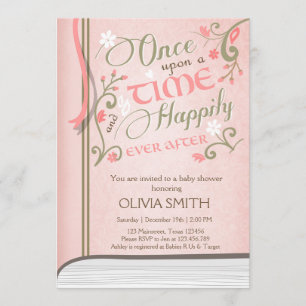 Upon a Time Storybook Baby shower invitation Pink