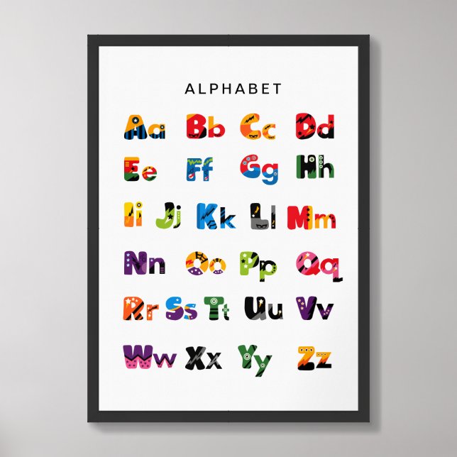 Upper and Lower Case Alphabet Framed Art (Framed Front)