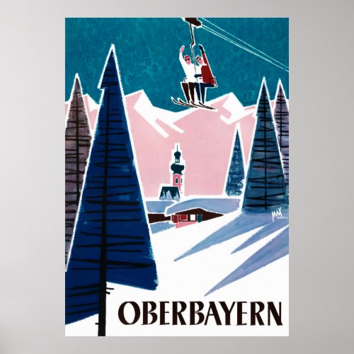 Upper Bavaria Germany Vintage Travel Poster