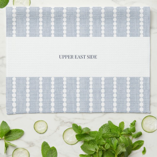 Upper East Side New York Preppy Kitchen Tea Towel (Folded)