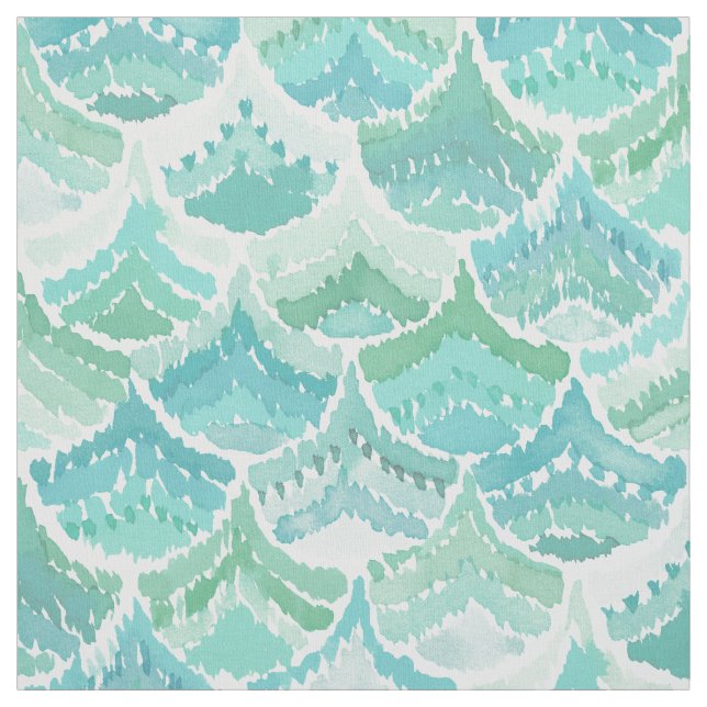 UPPER ECHELON Seafoam Green Scallop Print Fabric (Swatch)