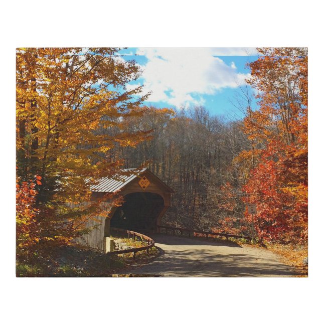 Upper Falls Covered Bridge, Vermont Faux Canvas Print (Front)