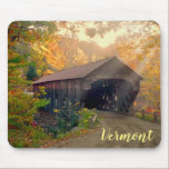 Upper Falls Covered Bridge, Vermont Mouse Pad<br><div class="desc">The historic Upper Falls Covered Bridge, also known as the Downer’s Covered Bridge, spans the Black River in Weathersfield, Vermont.  Built in 1840 by locally famous bridge builder James Tasker of Claremont, NH, this bridge was completely rebuilt in 2008. This photograph of the original bridge was taken in 2006, before the restoration. Tasker also...</div>