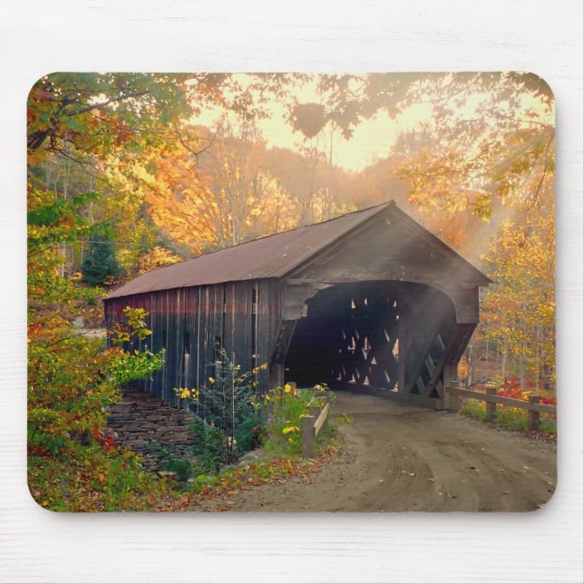 Upper Falls Covered Bridge Vermont Mousepad (Front)