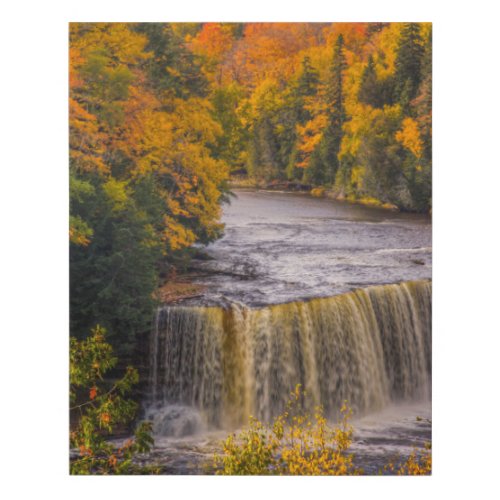 Upper Falls with Fall Colors Faux Canvas Print