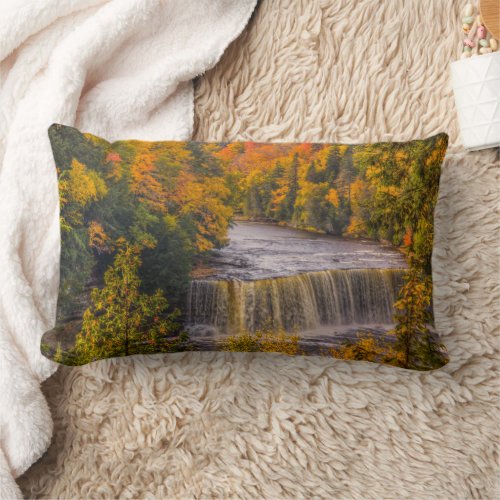 Upper Falls with Fall Colors Lumbar Pillow