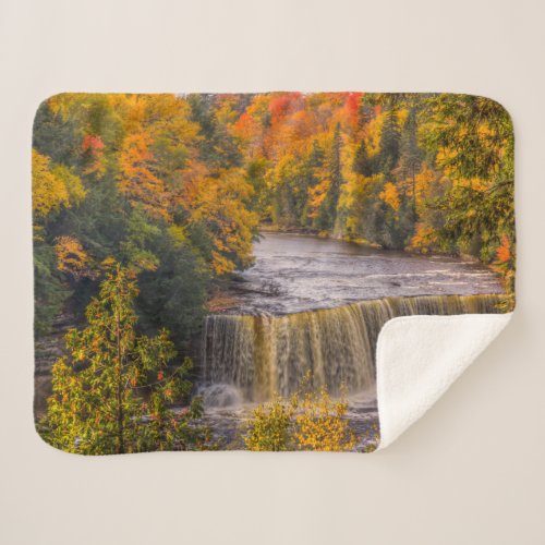 Upper Falls with Fall Colors Sherpa Blanket