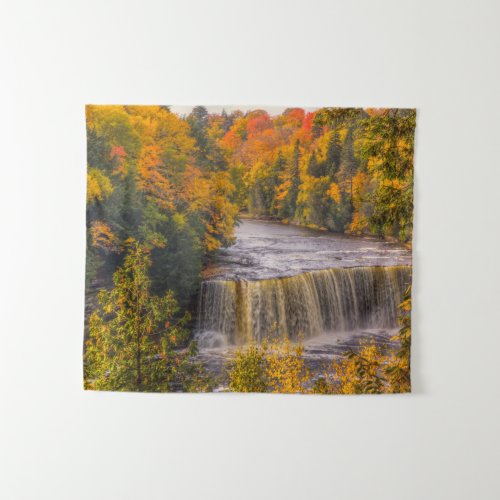 Upper Falls with Fall Colors Tapestry