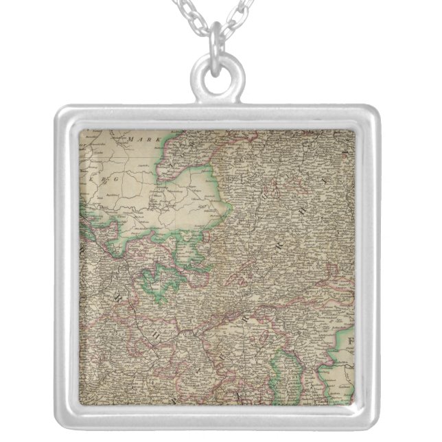 Upper, Lower Rhine circles Silver Plated Necklace (Front)