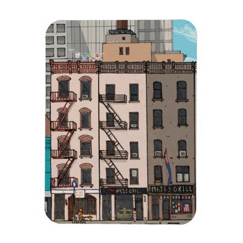 Upper Manhattan New York City USA Whimsical Illust Magnet