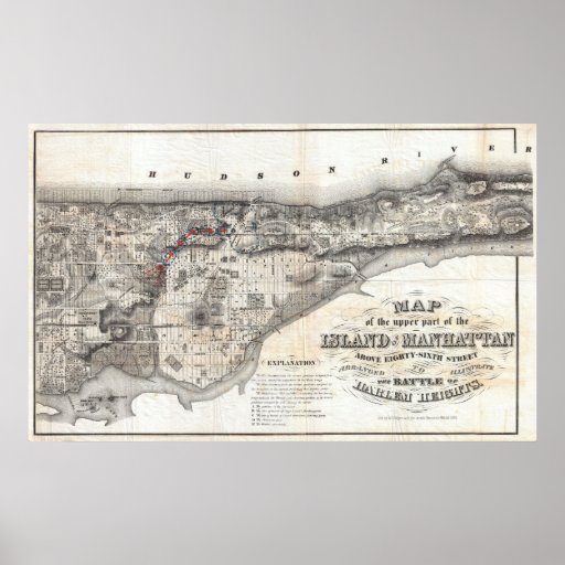 UPPER MANHATTAN REVOLUTIONARY WAR MAP 1776 POSTER | Zazzle