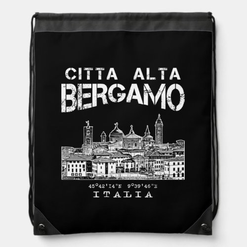 Upper old city Citta Alta in Bergamo Italy Drawstring Bag