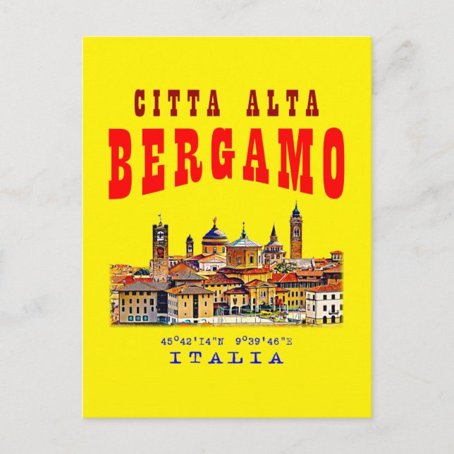 Upper old city (Citta Alta) in Bergamo. Italy. Postcard (Front)