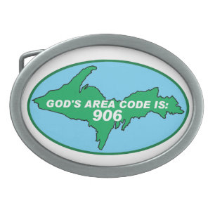 Upper Peninsula 906 Area Code Belt Buckle