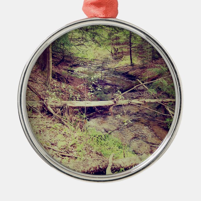 Upper Peninsula Creek Metal Ornament (Front)