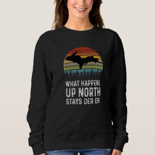 Upper Peninsula Michigan Retro What Happens Up No Sweatshirt