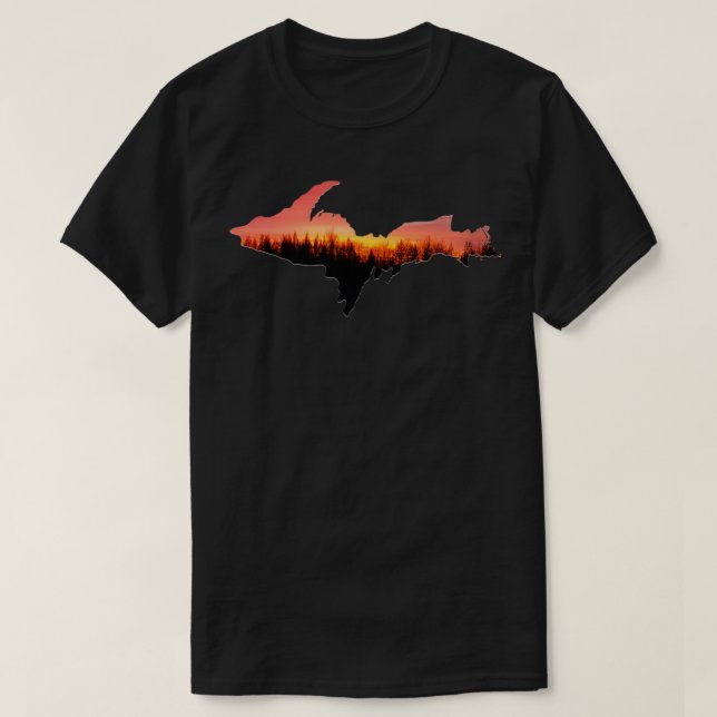 Upper Peninsula Michigan SUNSET Trees Yoopers 906  T-Shirt (Design Front)