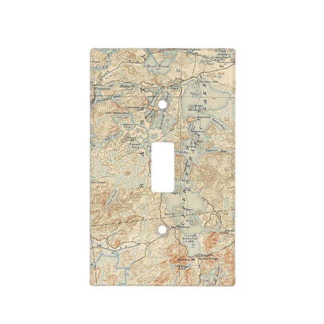 Upper Saranac Lake Detail from Old Topographic Map Light Switch Cover (Front)