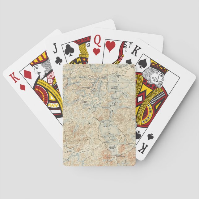 Upper Saranac Lake Detail from Old Topographic Map Poker Cards (Back)