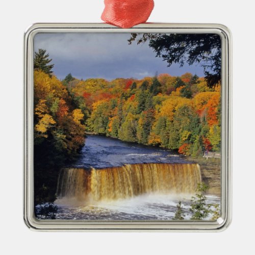 Upper Tahquamenon Falls in UP Michigan in autumn Metal Ornament