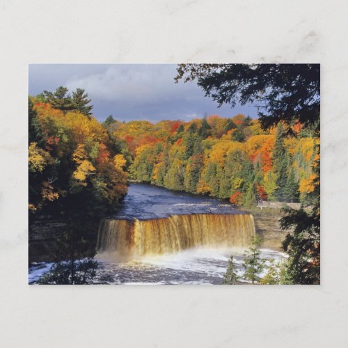 Upper Tahquamenon Falls in UP Michigan in autumn Postcard