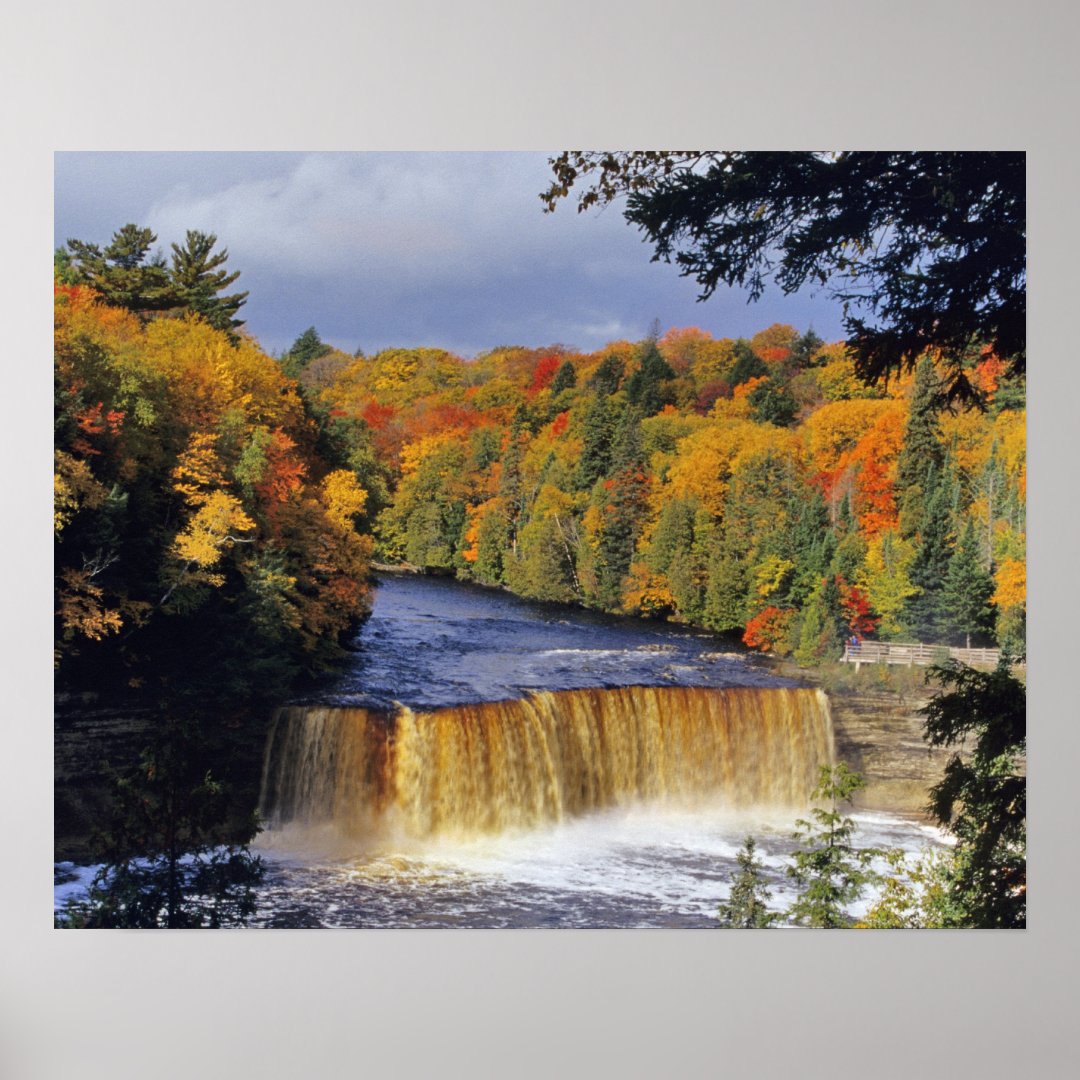 Upper Tahquamenon Falls in UP Michigan in autumn Poster | Zazzle