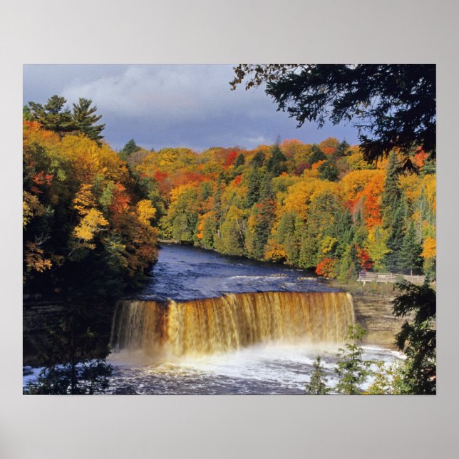Upper Tahquamenon Falls in UP Michigan in autumn Poster (Front)