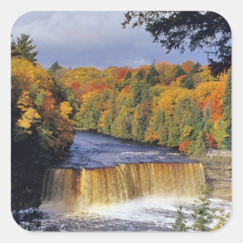 Upper Tahquamenon Falls in UP Michigan in autumn Square Sticker