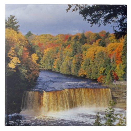 Upper Tahquamenon Falls in UP Michigan in autumn Tile