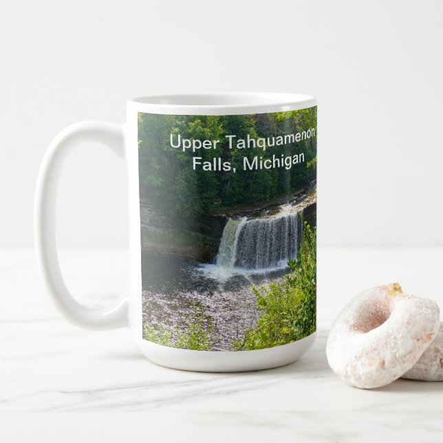 Upper Tahquamenon Falls State Park, MI Coffee Mug (With Donut)