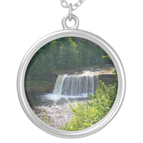 Upper Tahquamenon Falls State Park MI Silver Plated Necklace