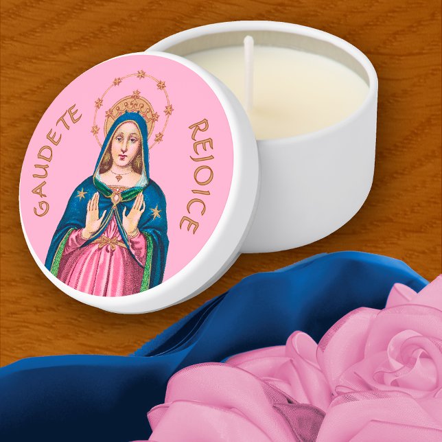 Upper Torso of the BVM on Pink Gaudete Advent Mini Candle Favors (Creator Uploaded)