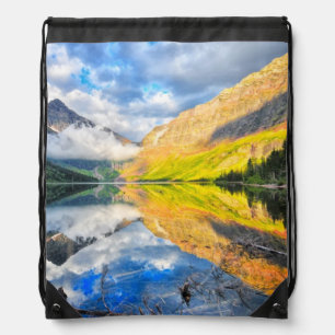Upper Two Medicine Lake at Sunrise Drawstring Bag