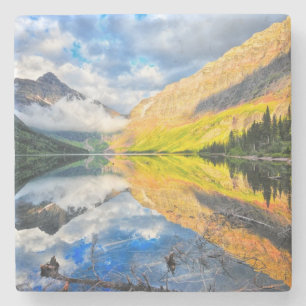 Upper Two Medicine Lake at Sunrise Stone Coaster