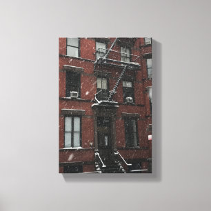 Upper West Side Brownstone Fire Escape NYC Snow Canvas Print