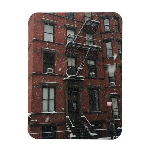 Upper West Side Brownstone Fire Escape NYC Snow Magnet