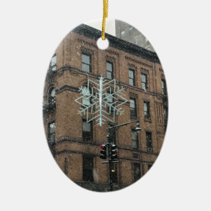 Upper West Side Snowflake NYC Winter Holiday Ceramic Ornament