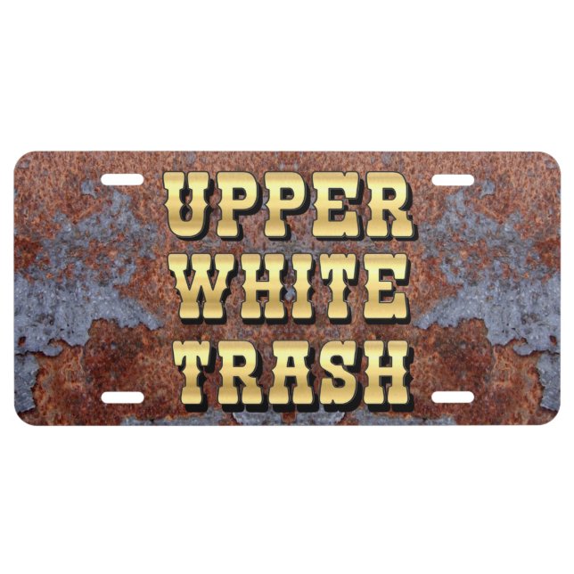 Upper White Trash License Plate (Front)