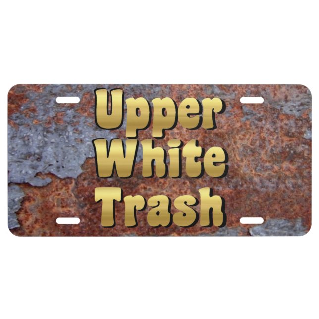 Upper White Trash License Plate (Front)
