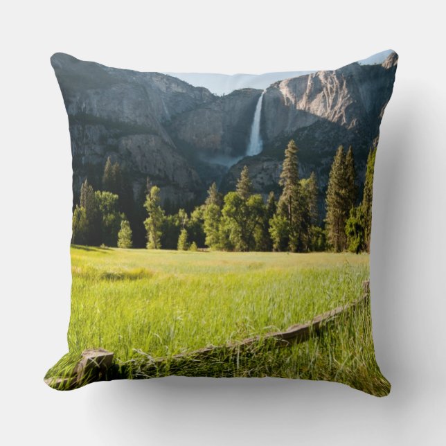 Upper Yosemite Falls Throw Pillow (Front)