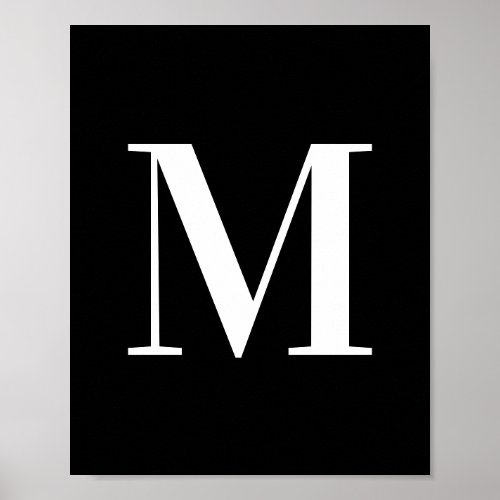 Uppercase Letter M Monogram White and Black Poster