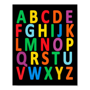 Uppercase Letters Alphabet Learn Abc Boy Girl Kids Poster
